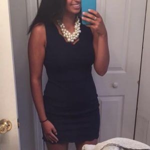 Navy Blue Scallop Bottom Dress